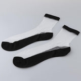 Women Ankle Socks Ultrathin Transparent Crystal Lace Sheer Socks White