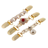 Maxbell Retro Gold Cardigan Clip Chain Shawl Shrug Sweater Collar Clasp Gold Flower