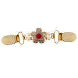 Maxbell Retro Gold Cardigan Clip Chain Shawl Shrug Sweater Collar Clasp Gold Flower