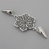 Women Ladies Elegant Cardigan Sweater Clips Blouse Shirt Collar Clasp Silver