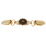 Maxbell Antique Gold Cardigan Clip Shawl Shrug Sweater Collar Clasp Gold Flower