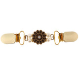 Maxbell Antique Gold Cardigan Clip Shawl Shrug Sweater Collar Clasp Gold Flower