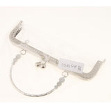 Squared Embossing Metal Purse Handbag Frame Kiss Clasp with Handle Silver