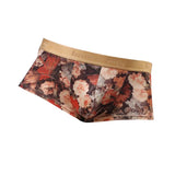 Maxbell Men's Underwear Retro Flower Print Boxer Briefs Bulge Pouch Shorts M Pink
