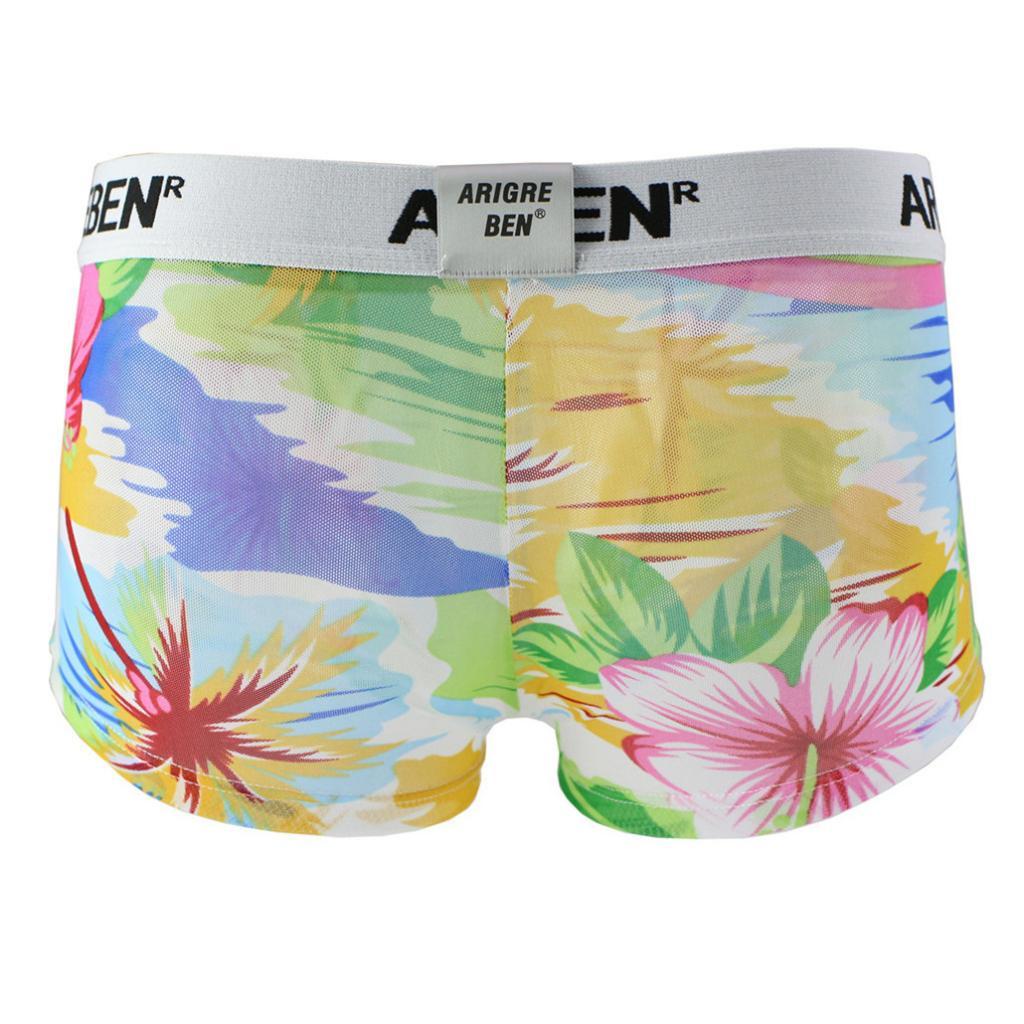 Maxbell Mens Sexy Sheer Mesh Net Underwear Boxer Briefs Flower Underpants XXL 1