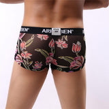 Maxbell Mens Sexy Sheer Mesh Net Underwear Boxer Briefs Flower Underpants XXL 4