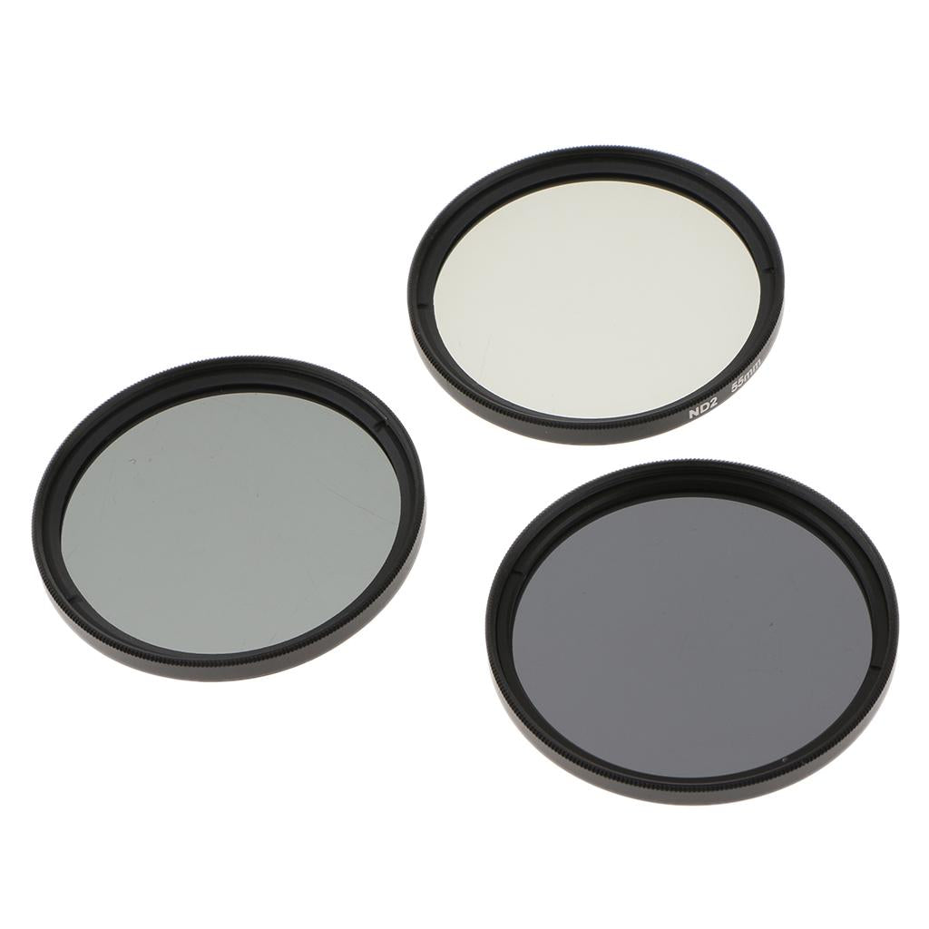 55mm Filters Kit Slim ND2 ND4 ND8 with Storage Package for DSLR Camera Lenses - Aladdin Shoppers