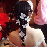 Wedding Bridal Hair Accessories Pearl Fabric Flower Hair Clip Headband