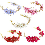 Wedding Party Bridal Women Girl Flower Hair Headband Garland Tiara Crown Red