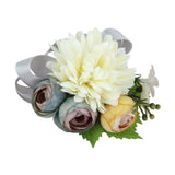 Maxbell Wedding Bridal Groom Men Tuxedo Boutonniere Corsage Flower Brooch Grey Satin