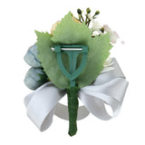 Maxbell Wedding Bridal Groom Men Tuxedo Boutonniere Corsage Flower Brooch Grey Satin