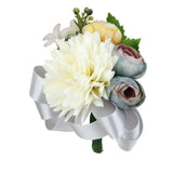 Maxbell Wedding Bridal Groom Men Tuxedo Boutonniere Corsage Flower Brooch Grey Satin