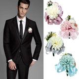 Maxbell Wedding Bridal Groom Men Tuxedo Boutonniere Corsage Flower Brooch Grey Satin
