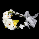 Women Girls Ladies Bohemian Style Flower garland Headband Forehead Headpiece Bridal Wedding Party Accessory White