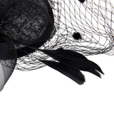 Bridal Fish Net Face Veil Feather Fascinator Hair Clip Party Headpiece Black