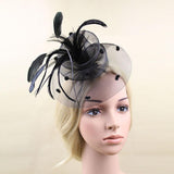 Bridal Mini Top Hat Feather Hair Clip Fascinator Party Headpiece Black