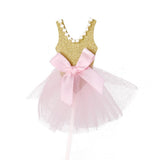 Maxbell Handmade Glittery Gold Paper Princess Skirt Cupcake Toppers Set of 10
