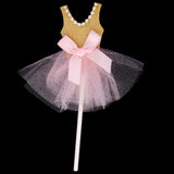 Maxbell Handmade Glittery Gold Paper Princess Skirt Cupcake Toppers Set of 10