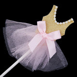 Maxbell Handmade Glittery Gold Paper Princess Skirt Cupcake Toppers Set of 10