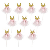 Maxbell Handmade Glittery Gold Paper Princess Skirt Cupcake Toppers Set of 10