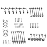 Maxbell Wholesale 85pcs Tongue Eyebrow Lip Belly Navel Ring Body Piercing Jewelry