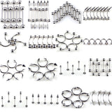 Maxbell Wholesale 85pcs Tongue Eyebrow Lip Belly Navel Ring Body Piercing Jewelry