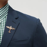 Maxbell 1 Pair of Delicate Airplane Shirt Collar Tips Small Brooches Pin Gold