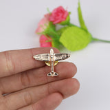 Maxbell 1 Pair of Delicate Airplane Shirt Collar Tips Small Brooches Pin Gold