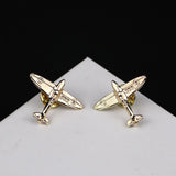 Maxbell 1 Pair of Delicate Airplane Shirt Collar Tips Small Brooches Pin Gold