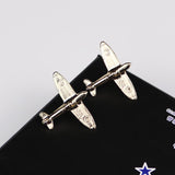 Maxbell 1 Pair of Delicate Airplane Shirt Collar Tips Small Brooches Pin Gold