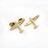 Maxbell 1 Pair of Delicate Airplane Shirt Collar Tips Small Brooches Pin Gold