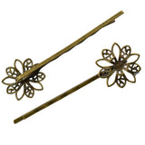 6 x Vintage Bronze Gothic Filigree Hair Clip Bobby Pin Headwear Snowflake