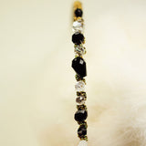 Black and Gold Thread Twined Headband Alice Band w/ Irregular Crystals Black