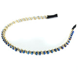 Beads Chain Twined Headband Alice Band with Blue Crystal Rhinestone