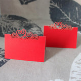Maxbell 25pcs Wedding Table Place Cards Laser Cut Heart Name Number Place Cards Red