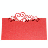 Maxbell 25pcs Wedding Table Place Cards Laser Cut Heart Name Number Place Cards Red