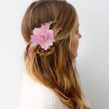 Pink Flower Hairclip Feather Headdress Headpiece Cocktail Party Fascinator