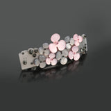 Women Fashion Crystal Rhinestone Flower Hair Barrette Clip Hairpin Grey