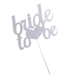 Bride To Be Silver Glitter Paper Wedding Shower Bachelorette Cake Topper