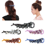 Women Style Acrylic Rhinestone Hair Banana Clip Accessories Black White