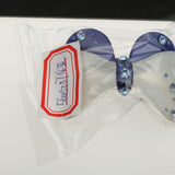 Women Girls Plastic Acrylic Rhinestone Bow Hair Clip Hairpin Barrette Blue