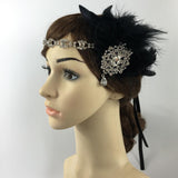 Bridal Feather Headband Flapper Fancy Dress Costume Hairband Headpiece Black