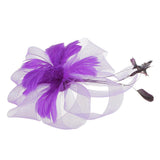 Women Girls Ladies Feather Fascinator Headwear Headpiece Hair Jewelry Party Wedding Accessory Purple
