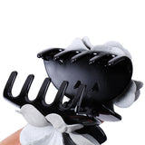 Girls Cloth Rose Flower Jaw Clip Barrette Hair Claw Accessories Grey