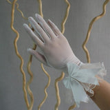 Lady Stretch Lace Gloves Finger Short Wedding Dance Fancy Dress Black