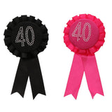 Glitter 40 Award Ribbon Rosette Badge Brooch Birthday Party Favour Rose
