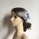 Great Gatsby Retro 1920 Flapper Headpiece Crystal Bridal Feather Headband