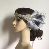 Maxbell Bridal Peacock Feather Headband 1920's Flapper Dress Hairband Headpiece