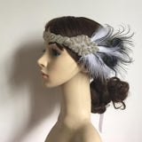 Maxbell Bridal Peacock Feather Headband 1920's Flapper Dress Hairband Headpiece
