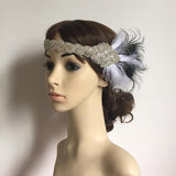 Maxbell Bridal Peacock Feather Headband 1920's Flapper Dress Hairband Headpiece